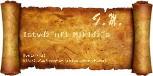 Istvánfi Miklós névjegykártya